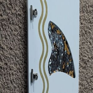 Sequin Shark Fin Wall Decor - White and Gold